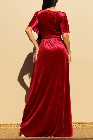 DD4153, VELVET V NECK MAXI DRESS