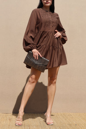 DD7745, LOOSE FIT WOVEN MINI DRESS