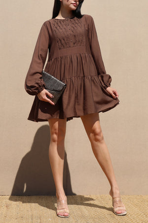 DD7745, LOOSE FIT WOVEN MINI DRESS