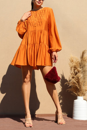 DD7745, LOOSE FIT WOVEN MINI DRESS