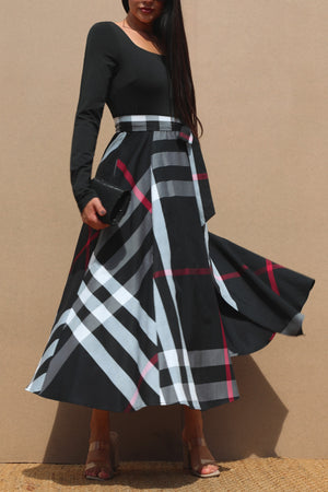 DD7690, FLANNEL SQUARE NECK KNIT MIDI DRESS