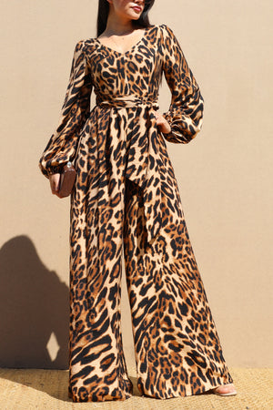 DD7774, LEOPARD MULTI WAY TIE WOVEN JUMPSUIT