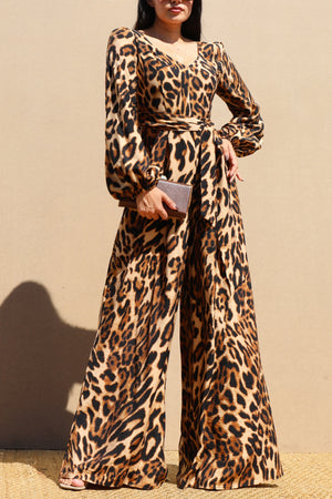 DD7774, LEOPARD MULTI WAY TIE WOVEN JUMPSUIT