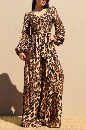 DD7774, LEOPARD MULTI WAY TIE WOVEN JUMPSUIT