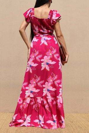 DD7060, SMOCKED TOP WOVEN MAXI DRESS