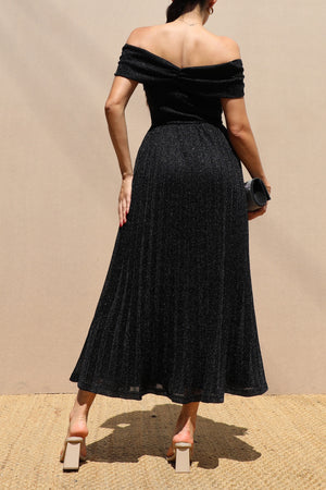 DD7615, LUXE OFF SHOULDER MIDI DRESS