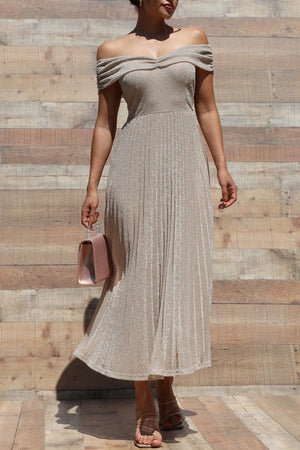 DD7615, LUXE OFF SHOULDER MIDI DRESS
