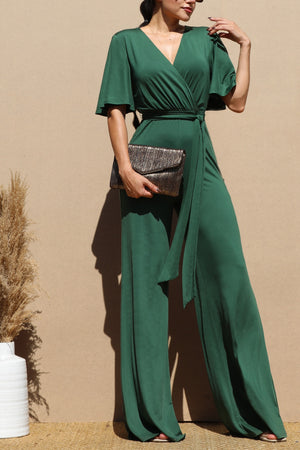 DD4155, V NECK SPAN VENETIAN JUMPSUIT