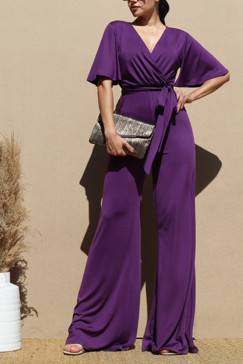 DD4155, V NECK SPAN VENETIAN JUMPSUIT
