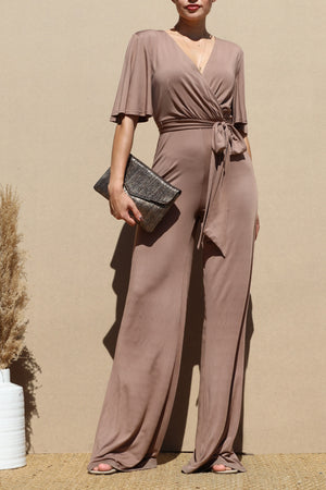 DD4155, V NECK SPAN VENETIAN JUMPSUIT
