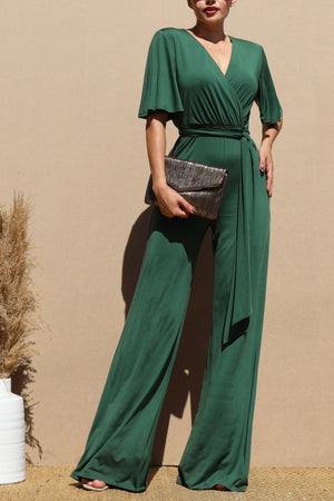 DD4155, V NECK SPAN VENETIAN JUMPSUIT