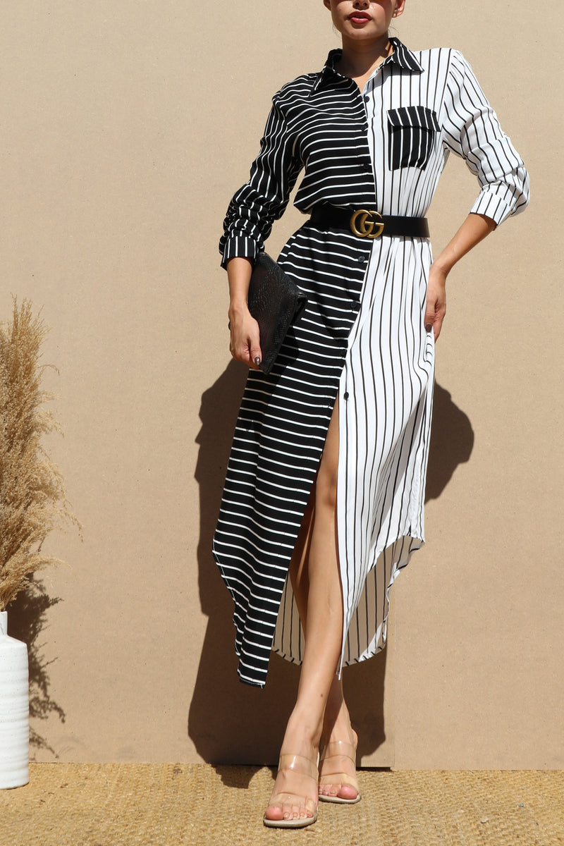 DD4523, BUTTON DOWN WOVEN SHIRT DRESS