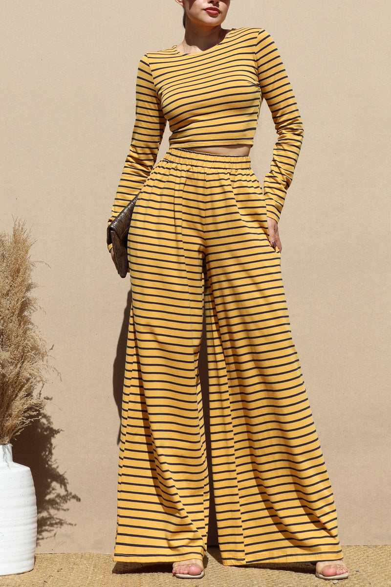 DD1225, STRIPED LONG SLEEVE KNIT TOP AND PANT SET