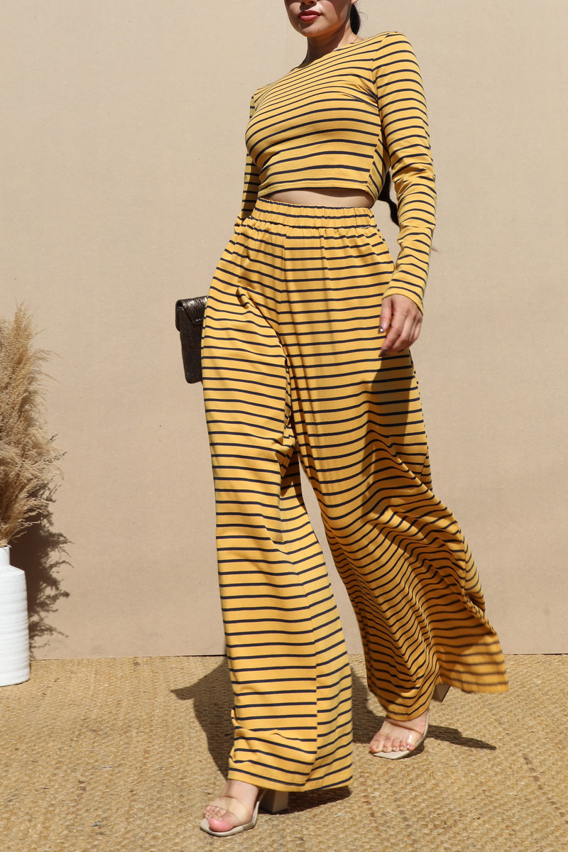 DD1225, STRIPED LONG SLEEVE KNIT TOP AND PANT SET