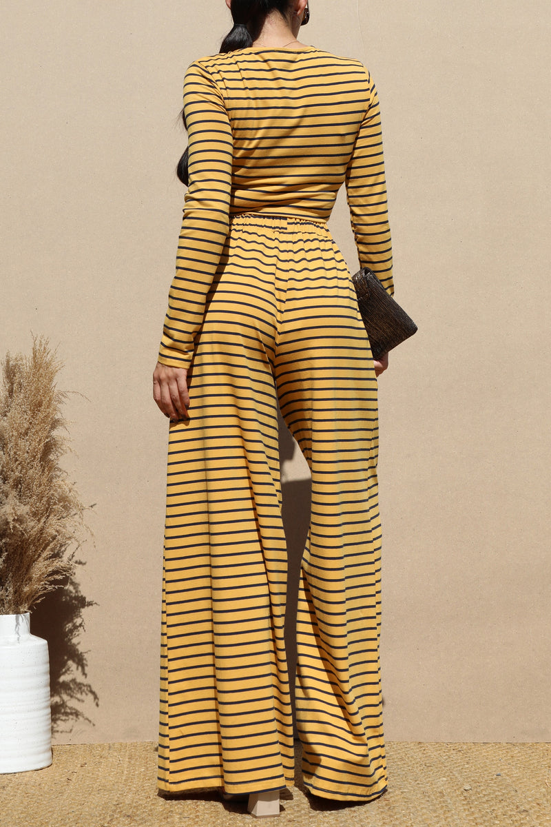 DD1225, STRIPED LONG SLEEVE KNIT TOP AND PANT SET