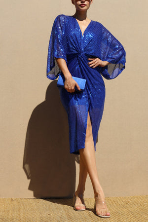 DD6559, SEQUIN TWISTED MIDI DRESS