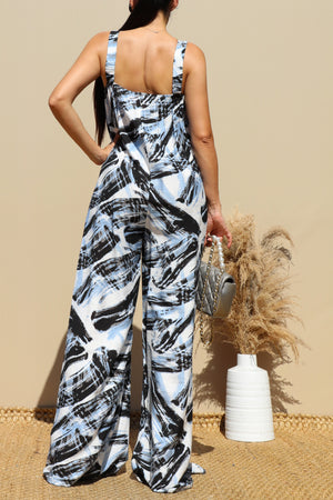 DD6969, PRINTED LOOSE FIT WOVEN JUMPSUIT