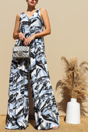 DD6969, PRINTED LOOSE FIT WOVEN JUMPSUIT