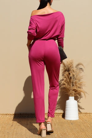 DD3810, OFF SHOULDER KNIT JUMPSUIT