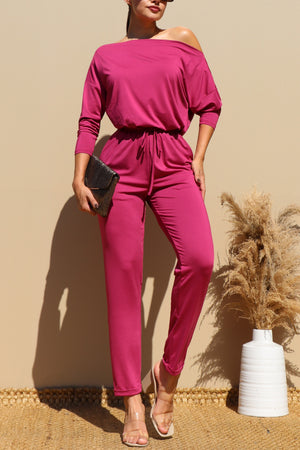 DD3810, OFF SHOULDER KNIT JUMPSUIT
