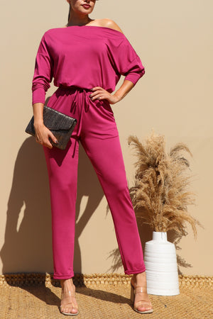 DD3810, OFF SHOULDER KNIT JUMPSUIT