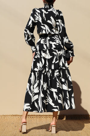 DD7735, MOCK NECK TOP WOVEN MIDI DRESS