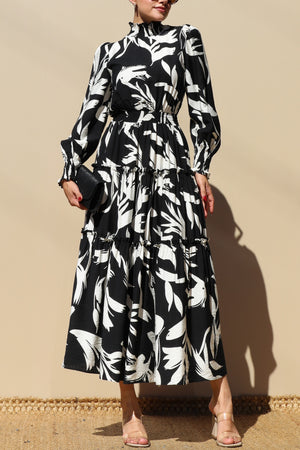 DD7735, MOCK NECK TOP WOVEN MIDI DRESS