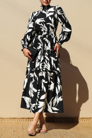 DD7735, MOCK NECK TOP WOVEN MIDI DRESS