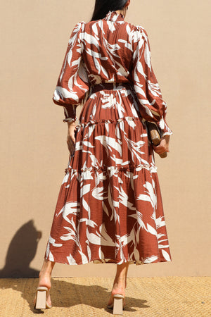 DD7735, MOCK NECK TOP WOVEN MIDI DRESS