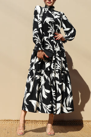 DD7735, MOCK NECK TOP WOVEN MIDI DRESS