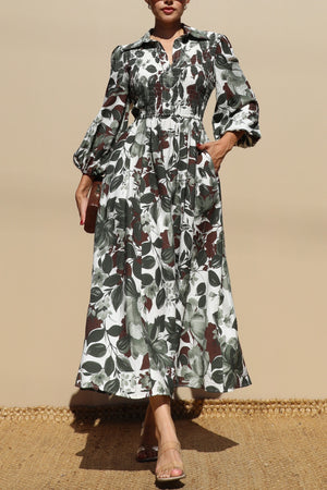 DD7783, PRINTED SMOCK TOP MIDI DRESSES