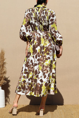 DD7783, PRINTED SMOCK TOP MIDI DRESSES