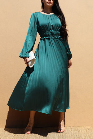 DD7436, PLEATED SATIN MIDI DRESSES