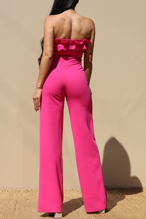 DD3742, Ruffled Tube Knit Jumpsuit