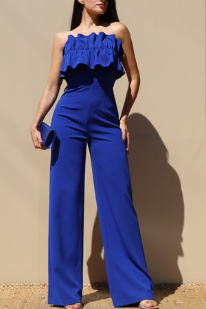 DD3742, Ruffled Tube Knit Jumpsuit