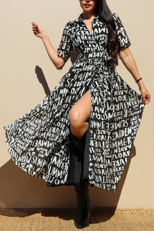 DD6915, PRINTED WRAP WOVEN MIDI DRESS