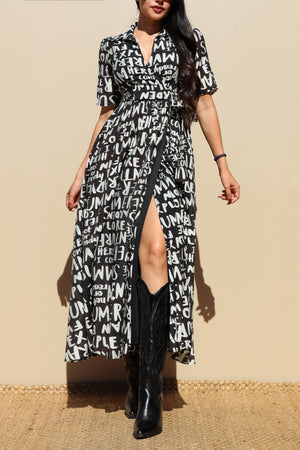 DD6915, PRINTED WRAP WOVEN MIDI DRESS