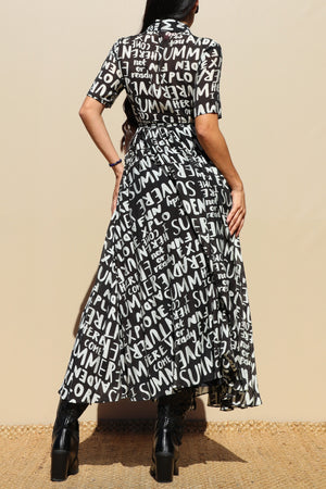 DD6915, PRINTED WRAP WOVEN MIDI DRESS