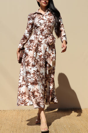 DD7805, PRINTED BUTTON DOWN MIDI DRESS