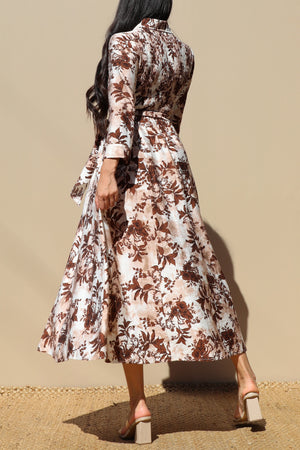 DD7805, PRINTED BUTTON DOWN MIDI DRESS