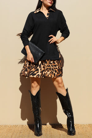 DD7740, LEOPARD LOOSE FIT KNIT DRESS