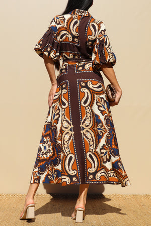 DD7770, BUBBLE SLEEVES WOVEN SHIRT DRESS