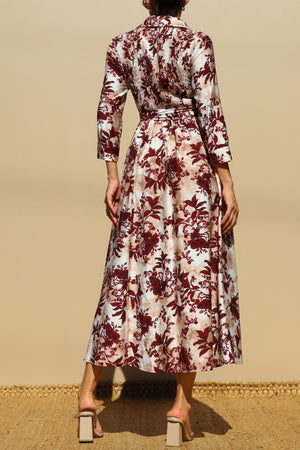 DD7805, PRINTED BUTTON DOWN MIDI DRESS
