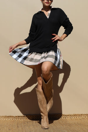 DD7740, LEOPARD LOOSE FIT KNIT DRESS