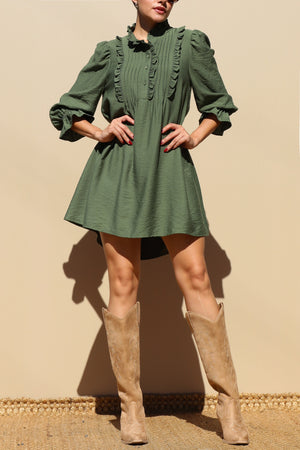 DD7802, LOOSE FIT WOVEN MINI DRESS