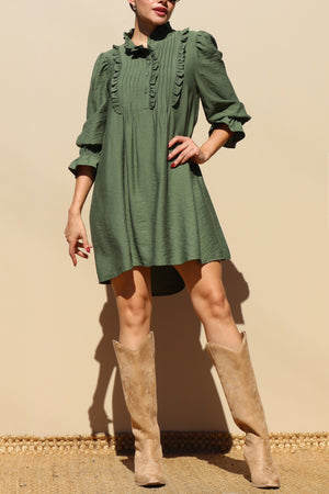 DD7802, LOOSE FIT WOVEN MINI DRESS