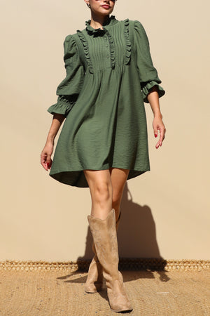 DD7802, LOOSE FIT WOVEN MINI DRESS