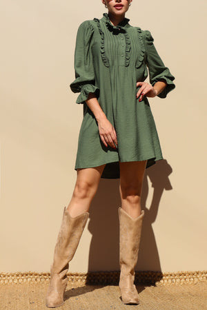 DD7802, LOOSE FIT WOVEN MINI DRESS
