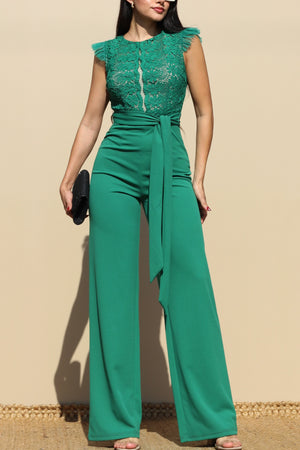 DD6188, LACE TOP KNIT JUMPSUIT