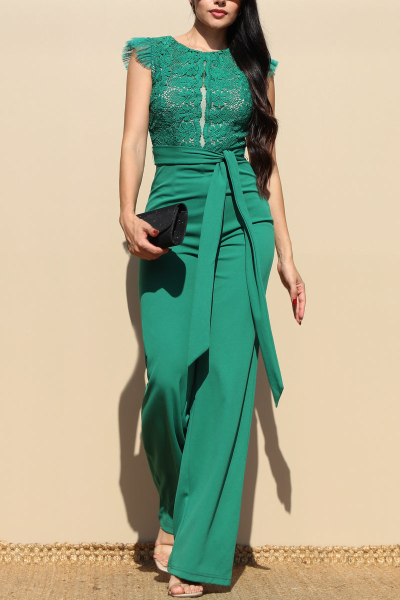 DD6188, LACE TOP KNIT JUMPSUIT